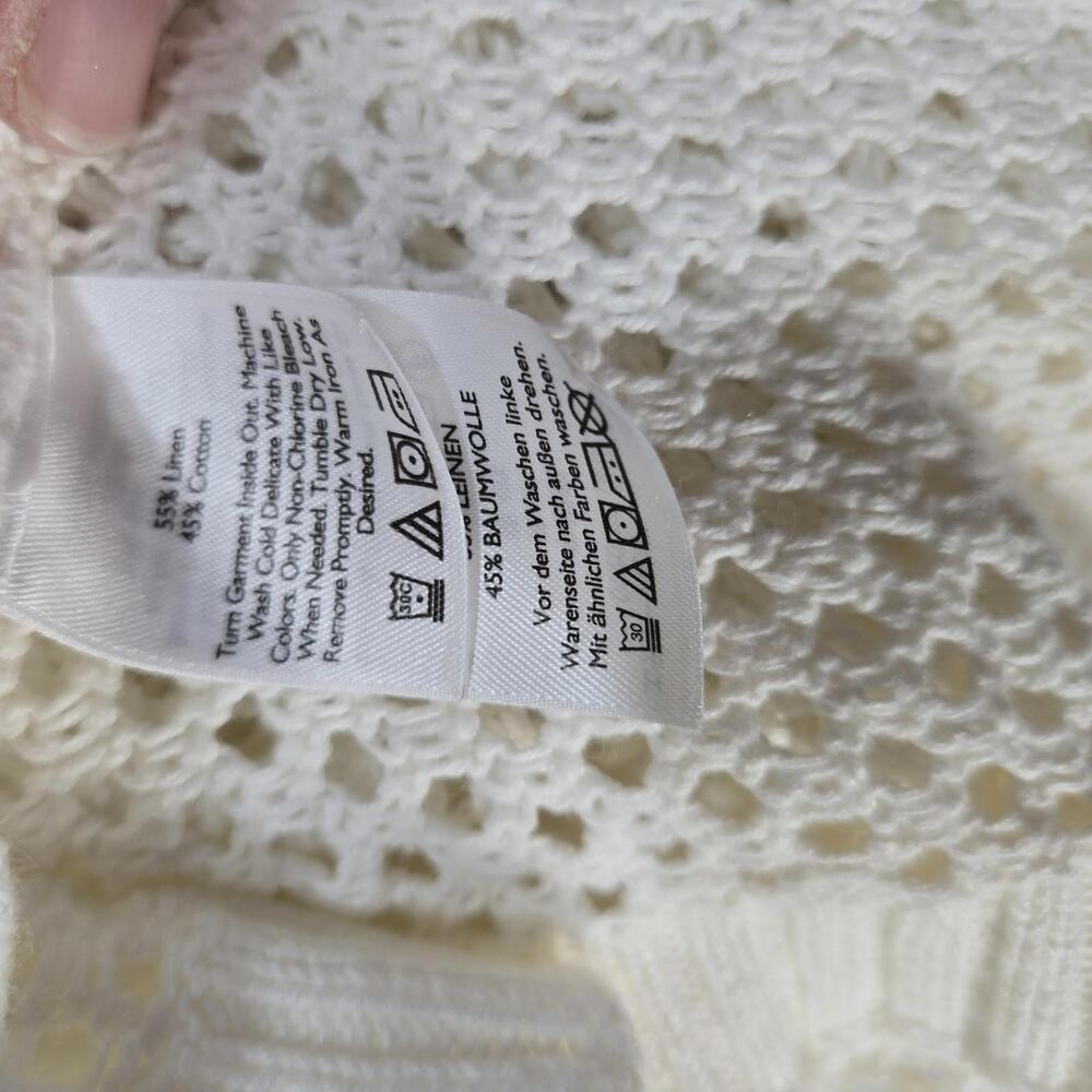 Eddie Bauer Ivory Open Knit Linen Cotton Sweater Women's M - Picture 7 of 7